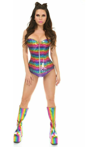 Top Drawer Rainbow Glitter Steel Boned Corset - Daisy Corsets