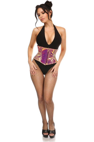 Top Drawer Rainbow Gold Holo Steel Boned Mini Cincher - Daisy Corsets