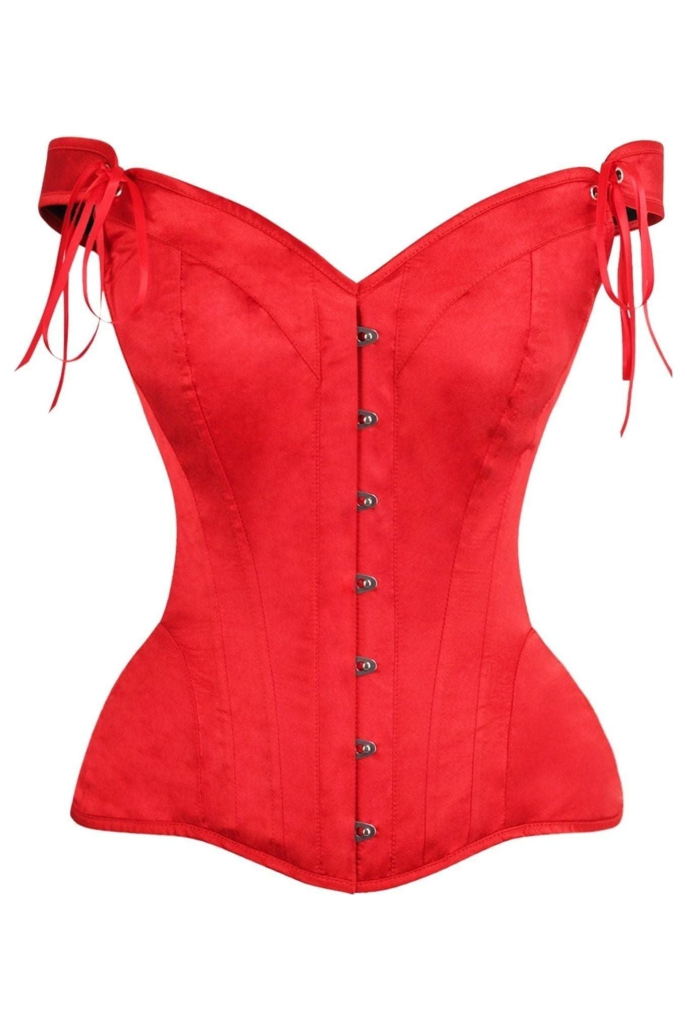 Top Drawer Red Satin Steel Boned Corset w/Straps - Daisy Corsets