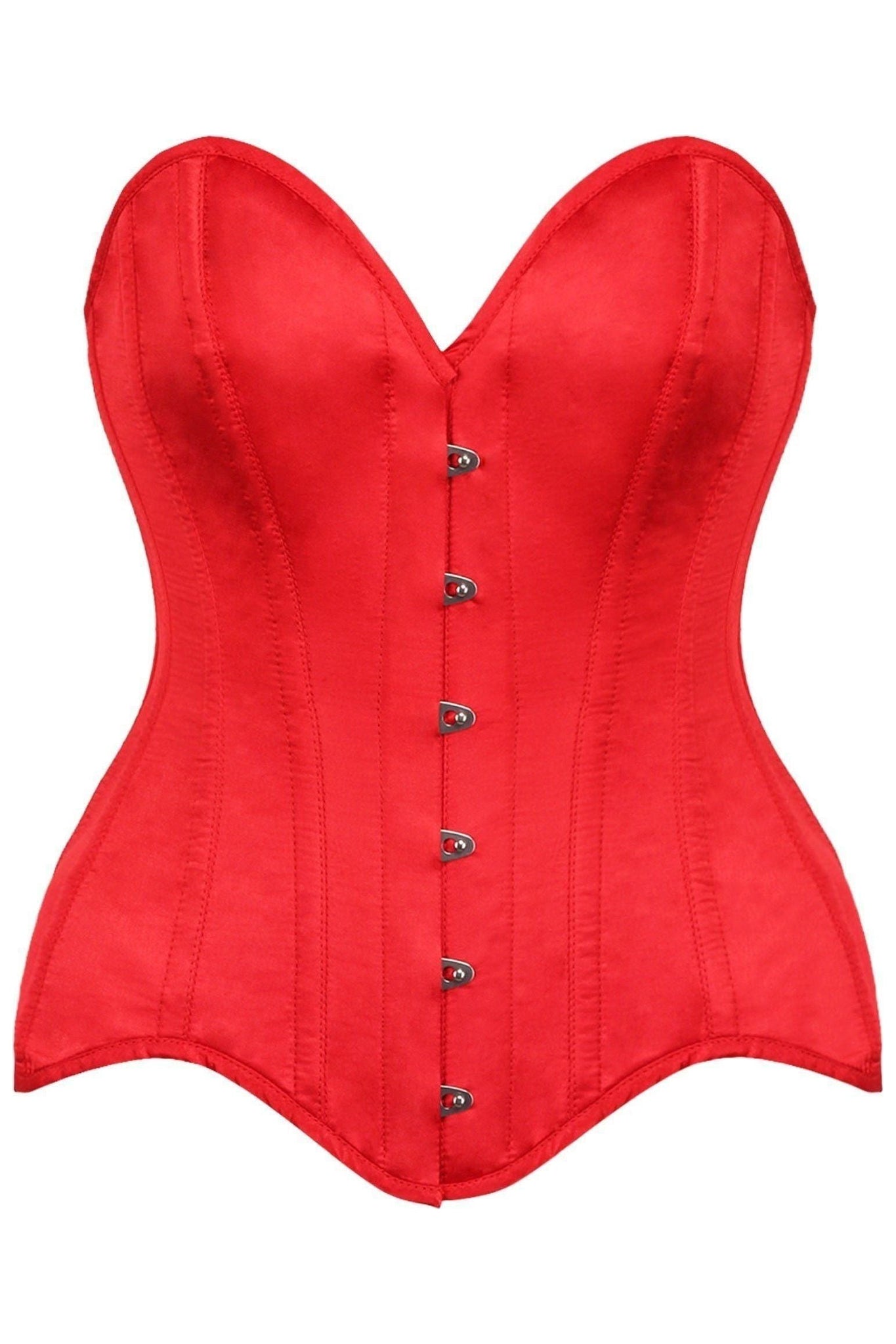 Top Drawer Red Satin Steel Boned Overbust Corset - Daisy Corsets