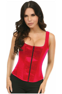 Top Drawer Red Satin Steel Boned Uniforming Corset w/Straps - Daisy Corsets