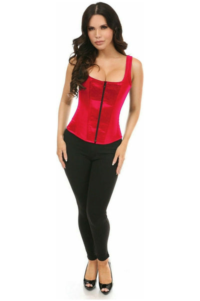 Top Drawer Red Satin Steel Boned Uniforming Corset w/Straps - Daisy Corsets