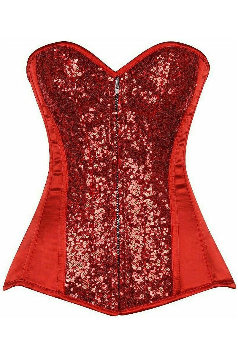 Top Drawer Red Sequin Steel Boned Corset - Daisy Corsets