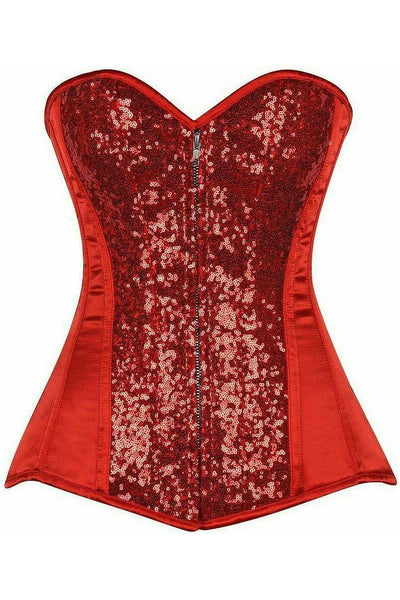 Top Drawer Red Sequin Steel Boned Corset - Daisy Corsets