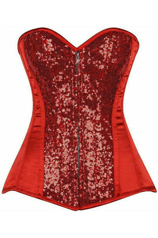 Top Drawer Red Sequin Steel Boned Corset - Daisy Corsets