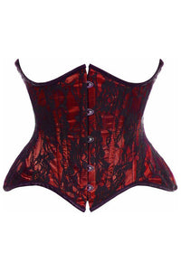 Top Drawer Red w/Black Lace Double Steel Boned Curvy Cut Waist Cincher Corset - Daisy Corsets