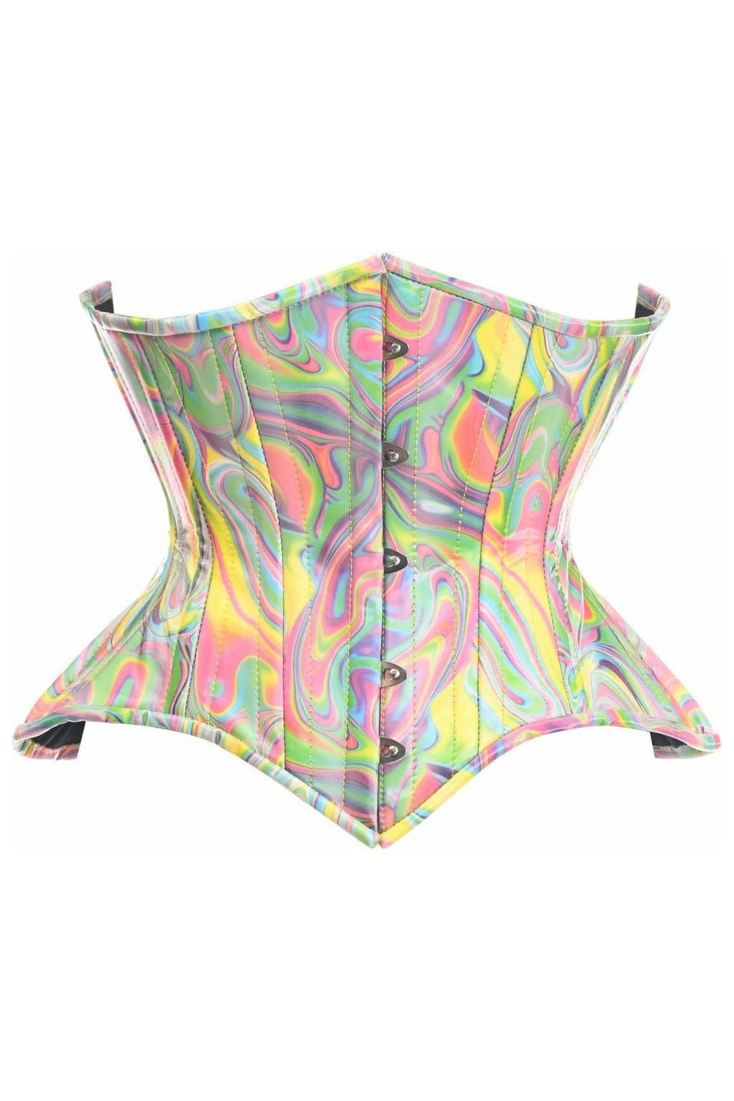 Top Drawer Retro Swirl Steel Boned Curvy Cut Underbust Cincher Corset - Daisy Corsets