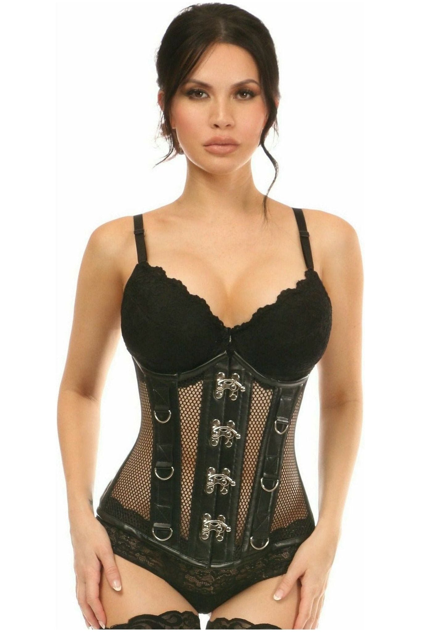 Top Drawer Steel Boned Fishnet Under Bust Corset - Daisy Corsets