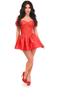 Top Drawer Steel Boned Red Brocade & Taffeta Corset Dress - Daisy Corsets