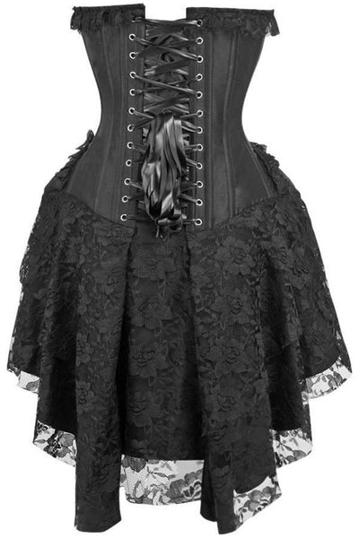 Top Drawer Steel Boned Strapless Black Lace Victorian Corset Dress - Daisy Corsets
