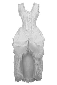 Top Drawer Steel Boned White Lace Victorian Bustle Corset Dress - Daisy Corsets