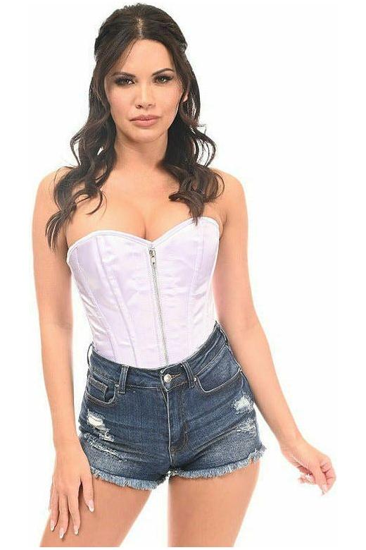 Top Drawer White Satin Steel Boned Corset - Daisy Corsets