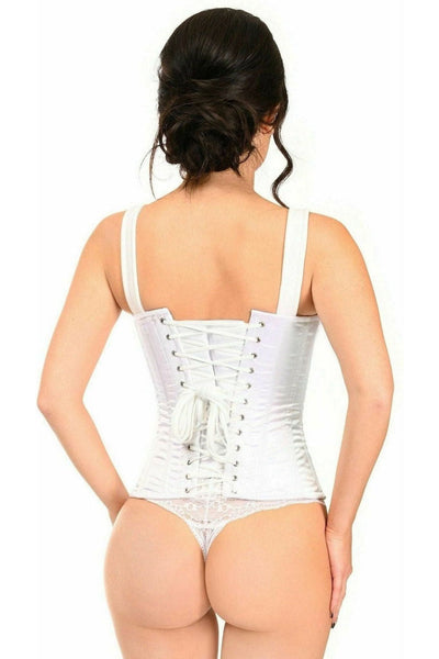 Top Drawer White Satin Steel Boned Corset w/Straps - Daisy Corsets