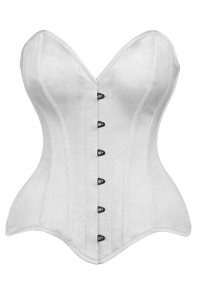 Top Drawer White Satin Steel Boned Overbust Corset - Daisy Corsets