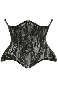 Top Drawer White w/Black Lace Double Steel Boned Curvy Cut Waist Cincher Corset - Daisy Corsets