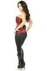 Top Drawer Wine Brocade Steel Boned Corset w/Black Eyelash Lace - Daisy Corsets