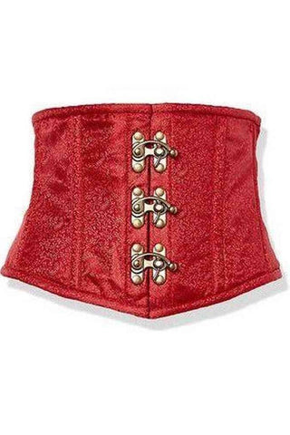 Top Drawer Wine Brocade Steel Boned Mini Cincher w/Clasps - Daisy Corsets