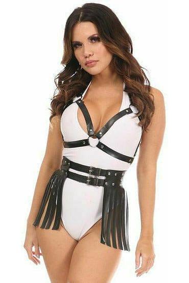 Vegan Matte Black Halter Bra Harness - Daisy Corsets