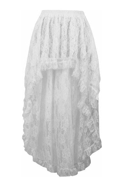 White Lace Hi Low Skirt - Daisy Corsets