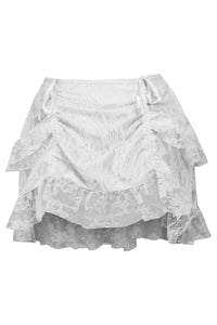 White Lace Ruched Bustle Skirt - Daisy Corsets