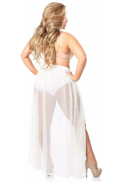 White/Silver Sheer Glitter Skirt - Daisy Corsets