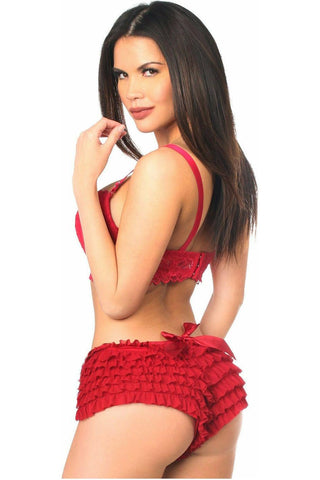 Wine Ruffle Panty w/Bow - Daisy Corsets